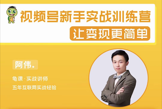 视频号新手实战训练营,让变现更简单【龟课-阿伟】(20年1月)(原价199)